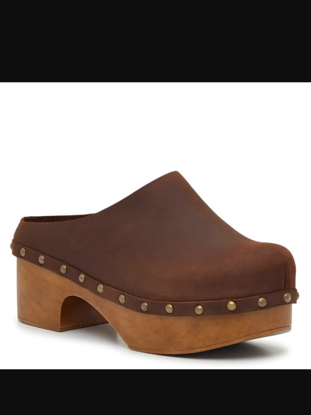 Coach & Four Sono Platform Clogs Cognac Leather Italy Slip On Chunky Studded 39
